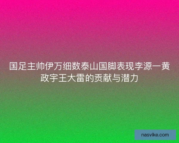 国足主帅伊万细数泰山国脚表现李源一黄政宇王大雷的贡献与潜力