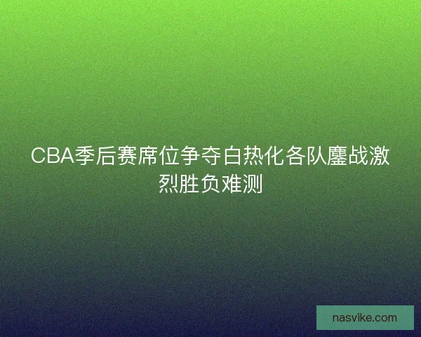 CBA季后赛席位争夺白热化各队鏖战激烈胜负难测